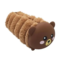 Little Yellow Bicycle® Plush Silicone Pencil Case, Bear, 2-3/4” x 8-1/4”, Brown