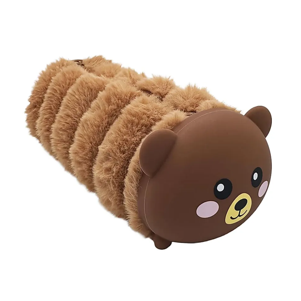 Little Yellow Bicycle® Plush Silicone Pencil Case, Bear, 2-3/4” x 8-1/4”, Brown