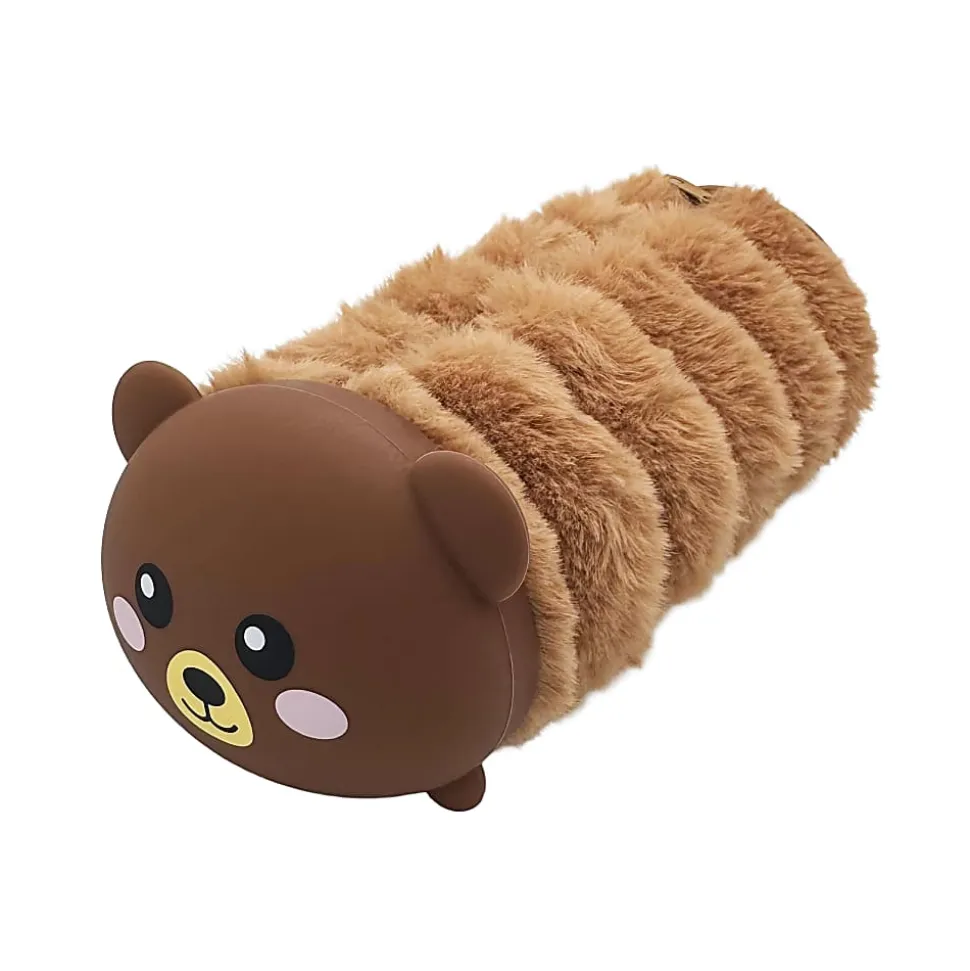 Little Yellow Bicycle® Plush Silicone Pencil Case, Bear, 2-3/4” x 8-1/4”, Brown