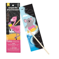 Little Yellow Bicycle® Scratch Art Bookmark Kit, Flamingo, Kit Of 11 Pieces