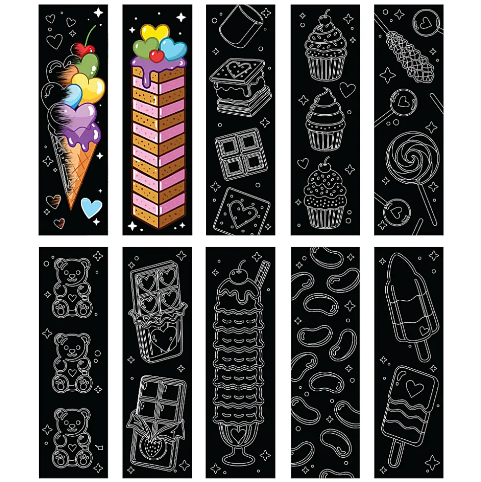 Little Yellow Bicycle® Scratch Art Bookmark Kit, Ice Cream Cone, Kit Of 11 Pieces