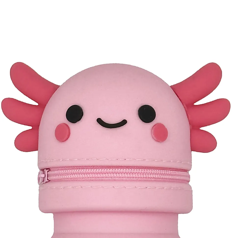 Little Yellow Bicycle® Silicone Pencil Case, Axolotl, 2-3/4" x 9", Pink