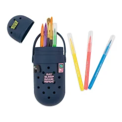 Little Yellow Bicycle® Silicone Pencil Case, 8-5/8” x 3-9/16”, Navy Blue