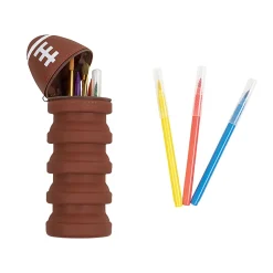 Little Yellow Bicycle® Silicone Pencil Case, 2-3/4" x 7", Football