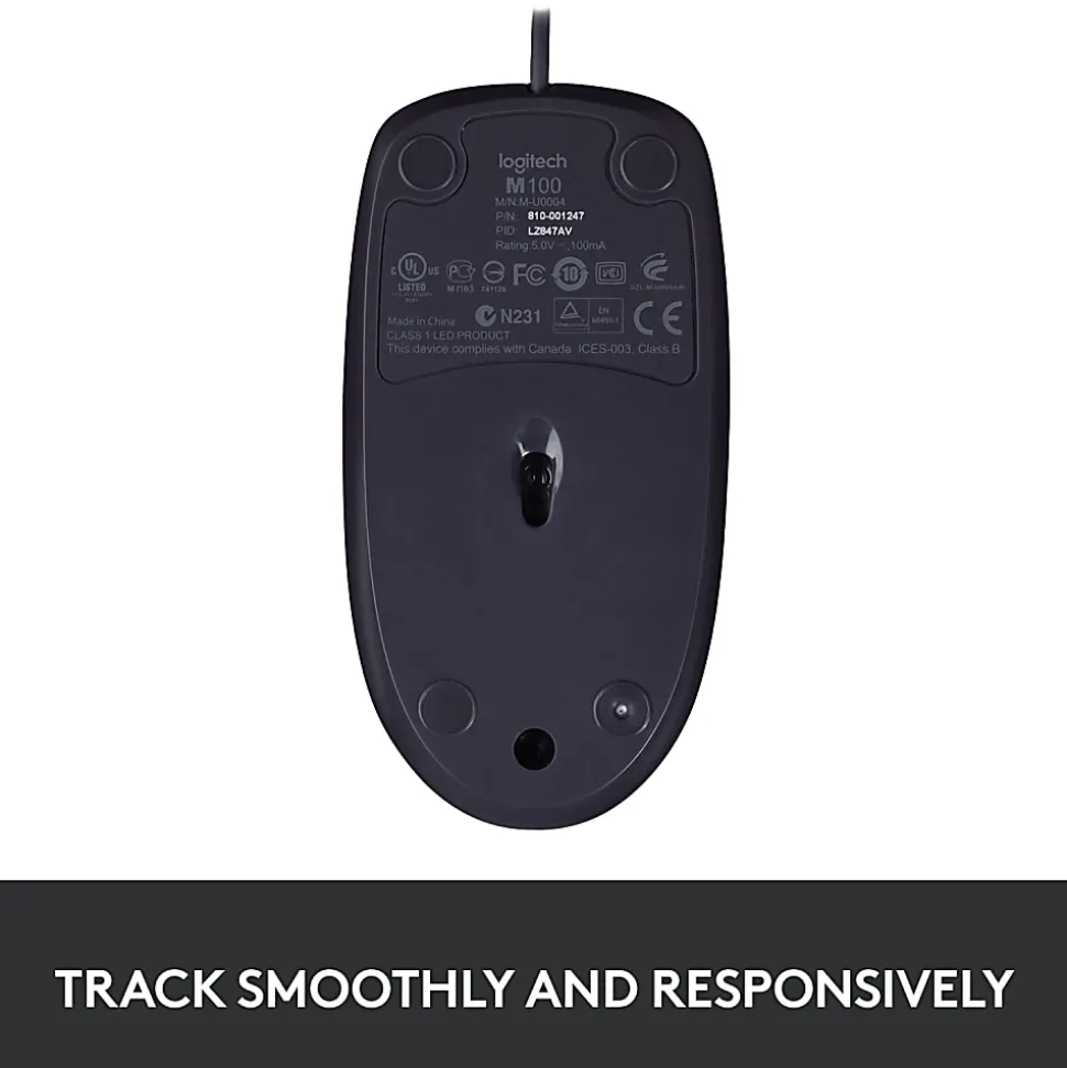 Logitech® B100 Optical USB Mouse, Black