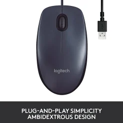 Logitech® B100 Optical USB Mouse, Black