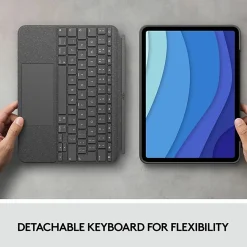 Logitech Combo Touch Keyboard/Cover Case for 11" Apple, Logitech iPad Pro, iPad Pro (2nd Generation), iPad Pro (3rd Generation) Tablet - Oxford Gray