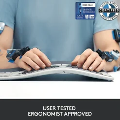 Logitech ERGO K860 Wireless Ergonomic Keyboard - Split Keyboard, Wrist Rest, Natural Typing, Stain-Resistant Fabric
