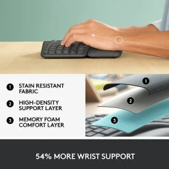 Logitech ERGO K860 Wireless Ergonomic Keyboard - Split Keyboard, Wrist Rest, Natural Typing, Stain-Resistant Fabric