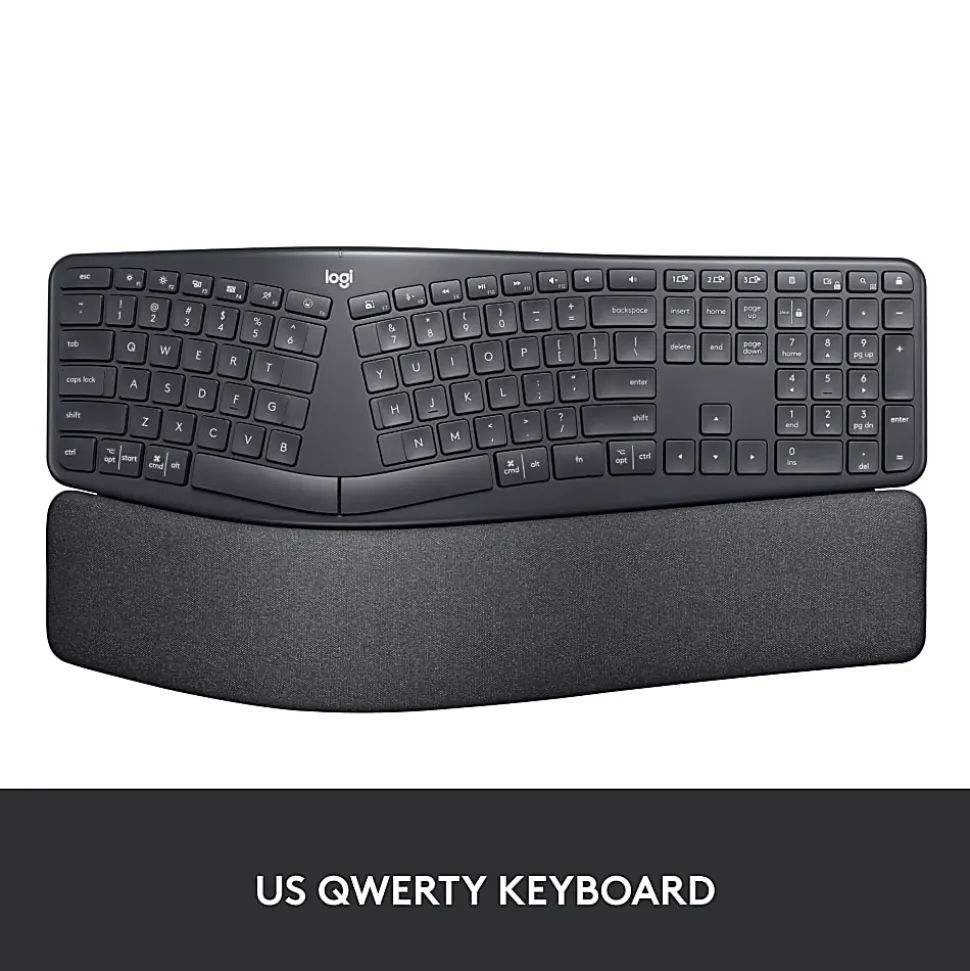 Logitech ERGO K860 Wireless Ergonomic Keyboard - Split Keyboard, Wrist Rest, Natural Typing, Stain-Resistant Fabric