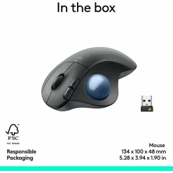 Logitech ERGO M575 Wireless Trackball Mouse for Business - Ergonomic Design, Logi Bolt, Bluetooth, Graphite - 910006197