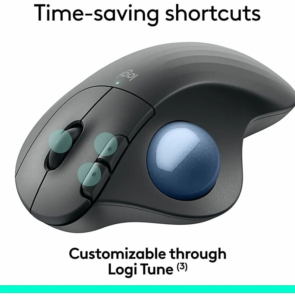 Logitech ERGO M575 Wireless Trackball Mouse for Business - Ergonomic Design, Logi Bolt, Bluetooth, Graphite - 910006197