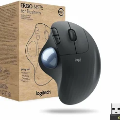 Logitech ERGO M575 Wireless Trackball Mouse for Business - Ergonomic Design, Logi Bolt, Bluetooth, Graphite - 910006197