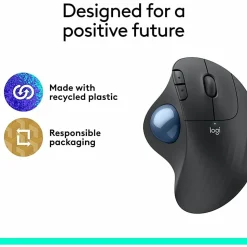 Logitech ERGO M575 Wireless Trackball Mouse for Business - Ergonomic Design, Logi Bolt, Bluetooth, Graphite - 910006197