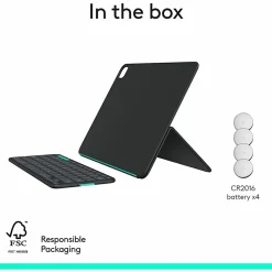 Logitech Flip Folio, Keyboard Case for iPad Pro 13-inch (M4) & iPad Air 13-inch (M2 & M3) (2024, 2025), Graphite, 920013367