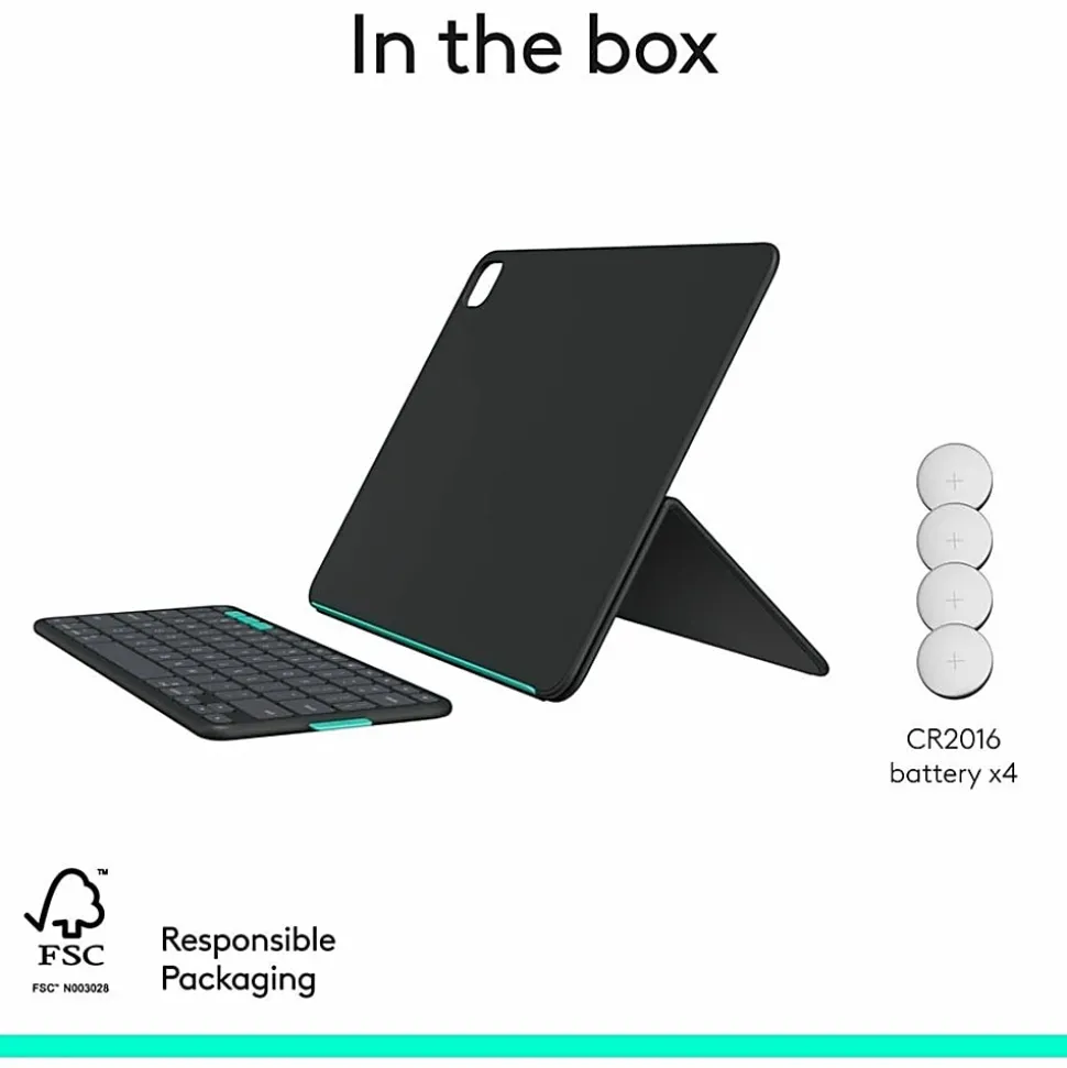 Logitech Flip Folio, Keyboard Case for iPad Pro 13-inch (M4) & iPad Air 13-inch (M2 & M3) (2024, 2025), Graphite, 920013367