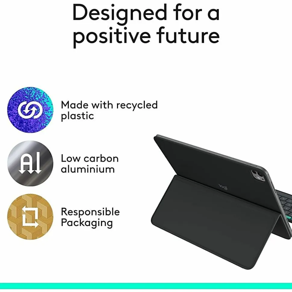 Logitech Flip Folio, Keyboard Case for iPad Pro 13-inch (M4) & iPad Air 13-inch (M2 & M3) (2024, 2025), Graphite, 920013367