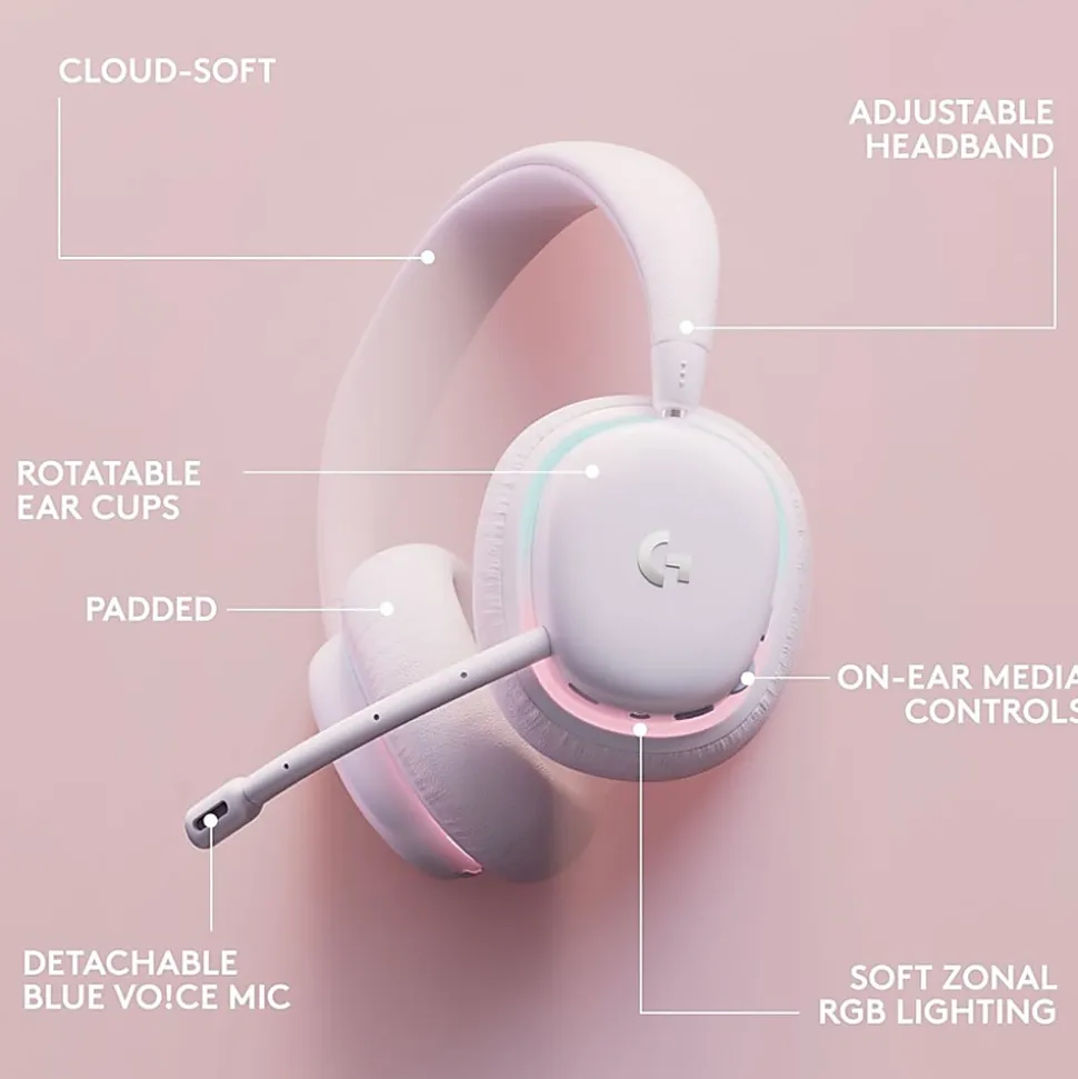 Logitech G735 Gaming Headset - Mini-phone (3.5mm), USB - Wired/Wireless - Bluetooth/RF - 65.6 ft - 38 Ohm - 981001082