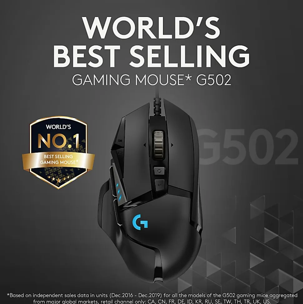Logitech® G502 HERO High Performance Wired Gaming Mouse, Black