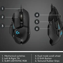 Logitech® G502 HERO High Performance Wired Gaming Mouse, Black