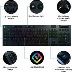 Logitech G915 Lightspeed Wireless RGB Mechanical Gaming Keyboard - Wireless Connectivity - Bluetooth/W - 920009103