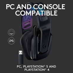 Logitech G535 Lightspeed Wireless Gaming Headset - Lightweight On-Ear Headphones, Compatible with PC, PS4, PS5, USB Rechargeable - Black