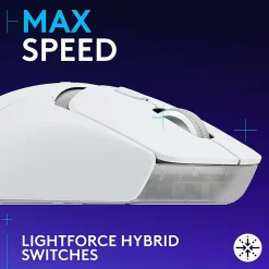Logitech G309 LIGHTSPEED Wireless Gaming Mouse, Lightweight, LIGHTFORCE Hybrid Switches, HERO 25K Sensor, 6 Programmable Buttons, PC & Mac, White