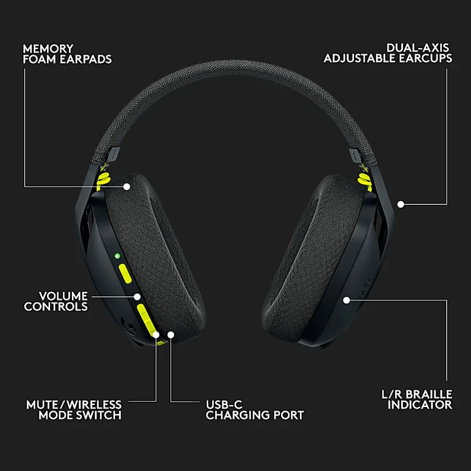 Logitech® G435 LIGHTSPEED Wireless Gaming Headset, Black