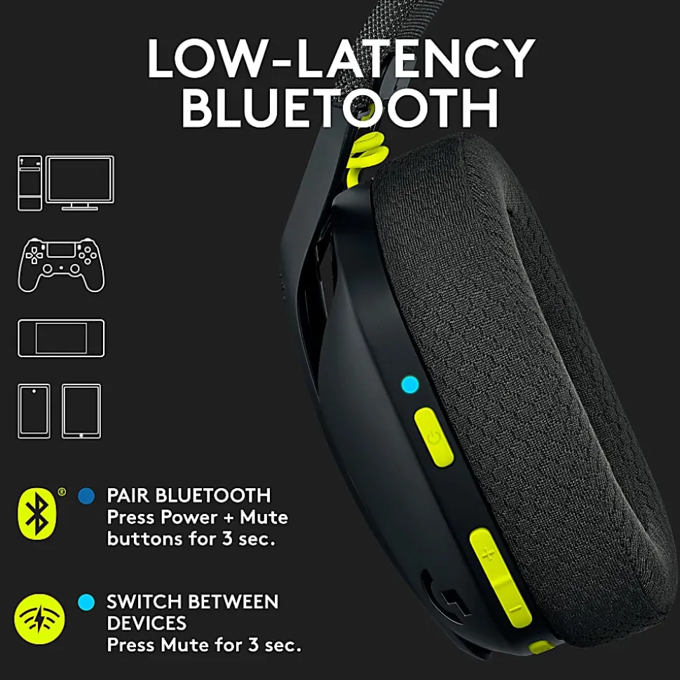 Logitech® G435 LIGHTSPEED Wireless Gaming Headset, Black
