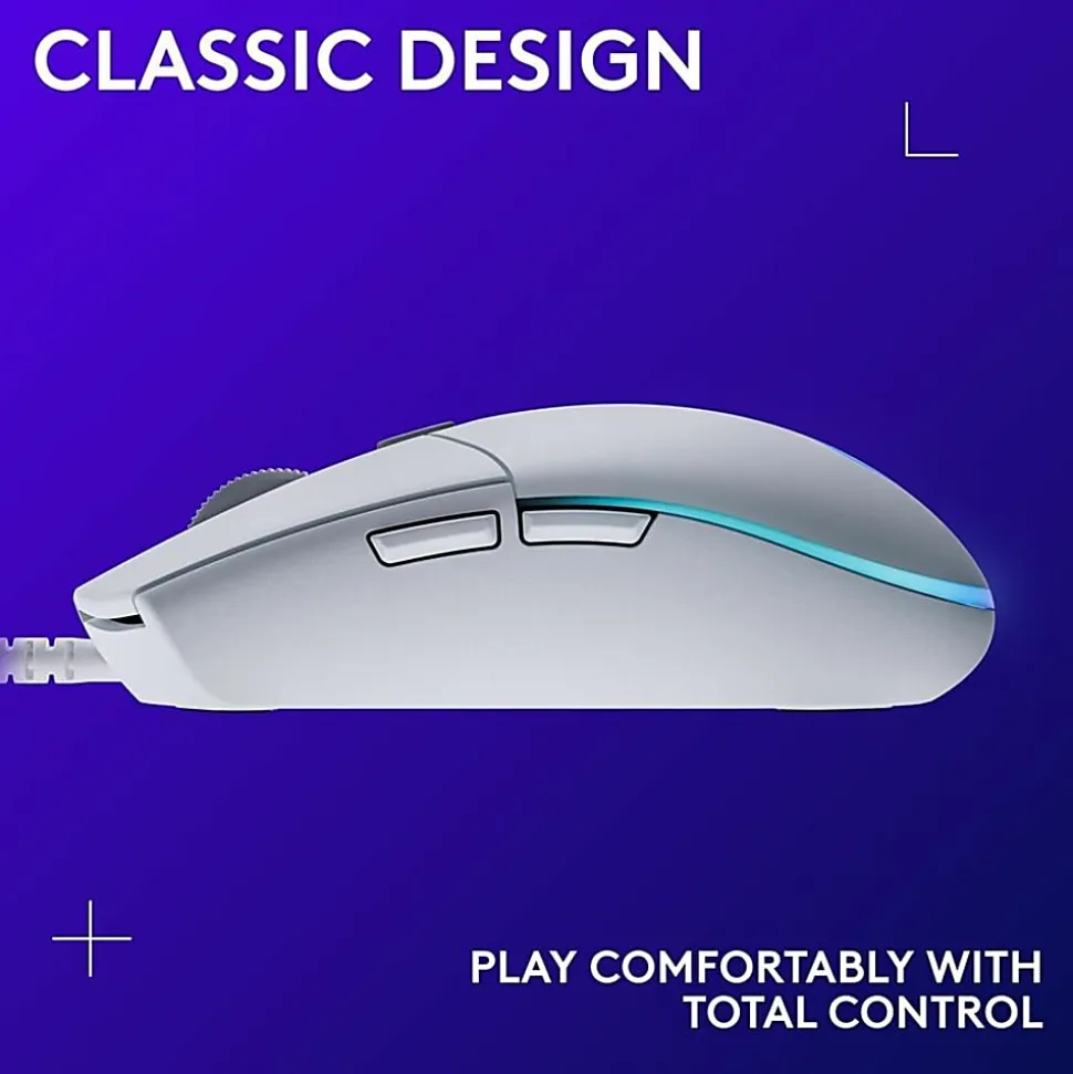 Logitech® G203 LIGHTSYNC Wired Gaming Mouse, White, 910-005791