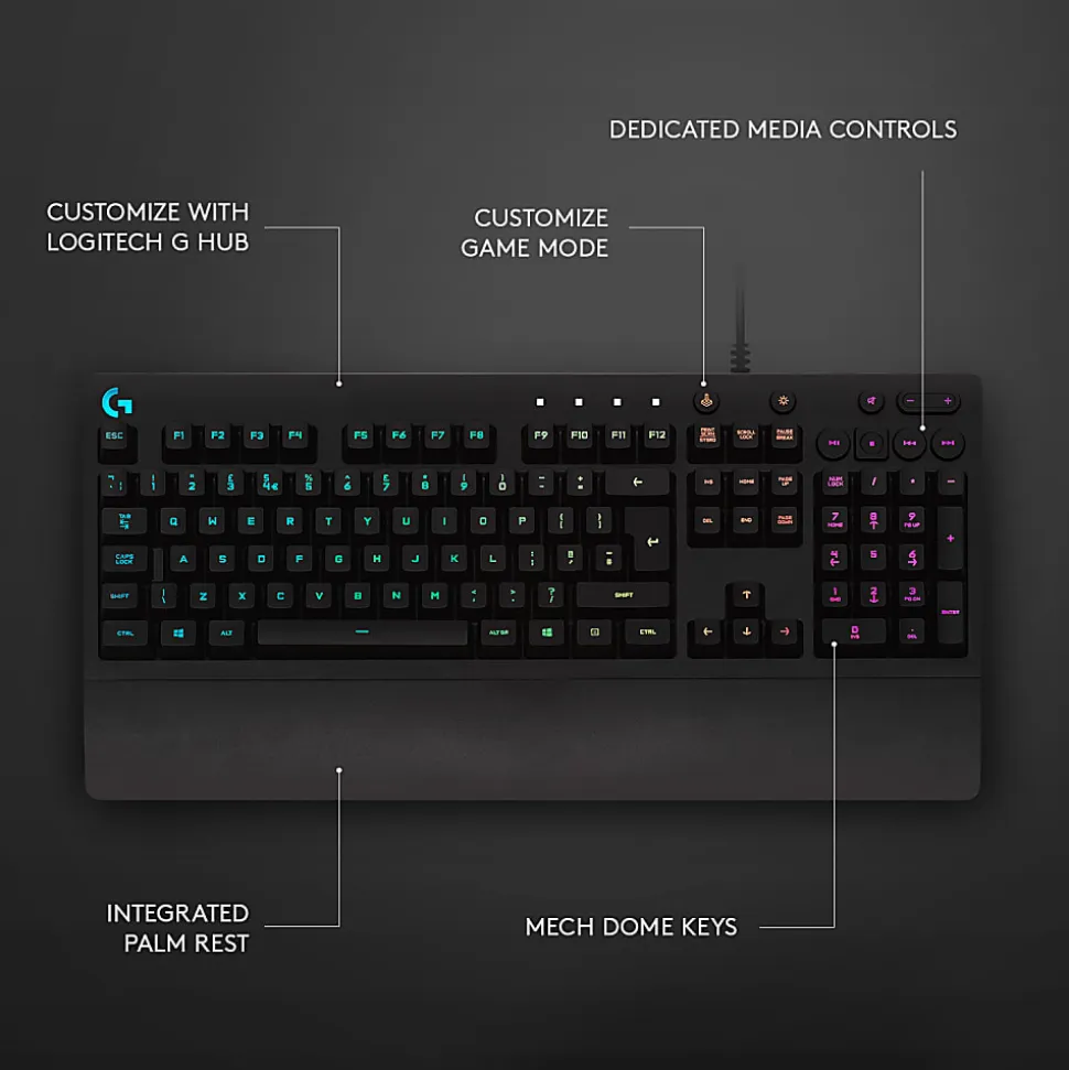 Logitech® G213 Prodigy RGB Gaming Keyboard, Black, 920-008083