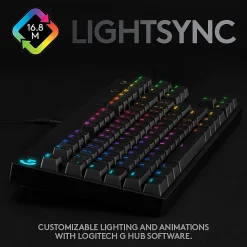Logitech G Pro TKL Mechanical Wired Gaming Keyboard GX Blue Clicky Switch and LIGHTSYNC RGB Backlit Keys, Black