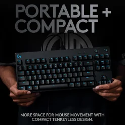 Logitech G Pro TKL Mechanical Wired Gaming Keyboard GX Blue Clicky Switch and LIGHTSYNC RGB Backlit Keys, Black