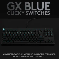 Logitech G Pro TKL Mechanical Wired Gaming Keyboard GX Blue Clicky Switch and LIGHTSYNC RGB Backlit Keys, Black