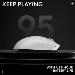 Logitech G PRO X Superlight 2 Lightspeed Gaming Mouse - Opto-mechanical - Wireless - Rechargeable - White - 910006636