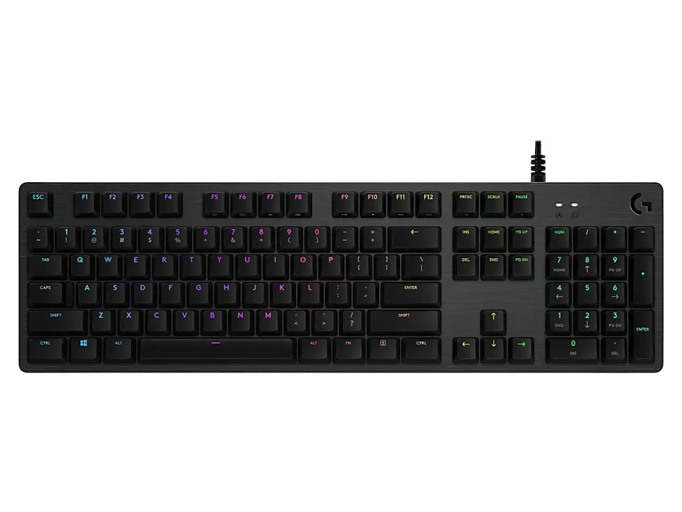 Logitech G512 RGB Mechanical Gaming Keyboard, GX Blue, USB Passthrough - USB 2.0 Interface - English - Windows - Carbon - 920-008936