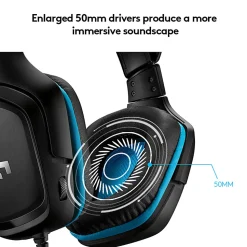 Logitech® G432 7.1 Surround Sound Over-The-Ear Wired Gaming Headset, Black, 981-000769