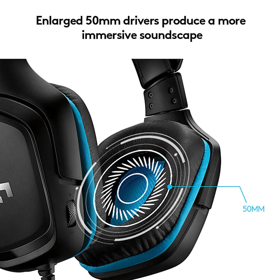 Logitech® G432 7.1 Surround Sound Over-The-Ear Wired Gaming Headset, Black, 981-000769