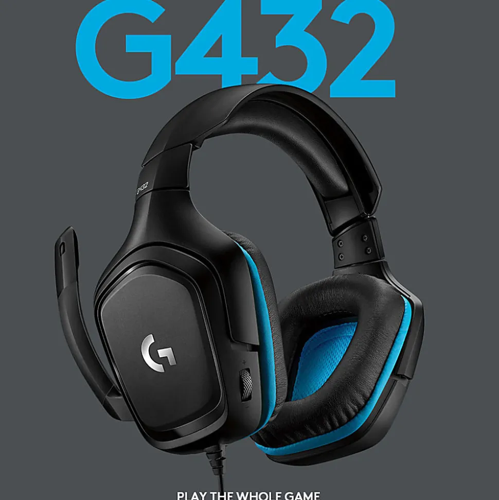 Logitech® G432 7.1 Surround Sound Over-The-Ear Wired Gaming Headset, Black, 981-000769