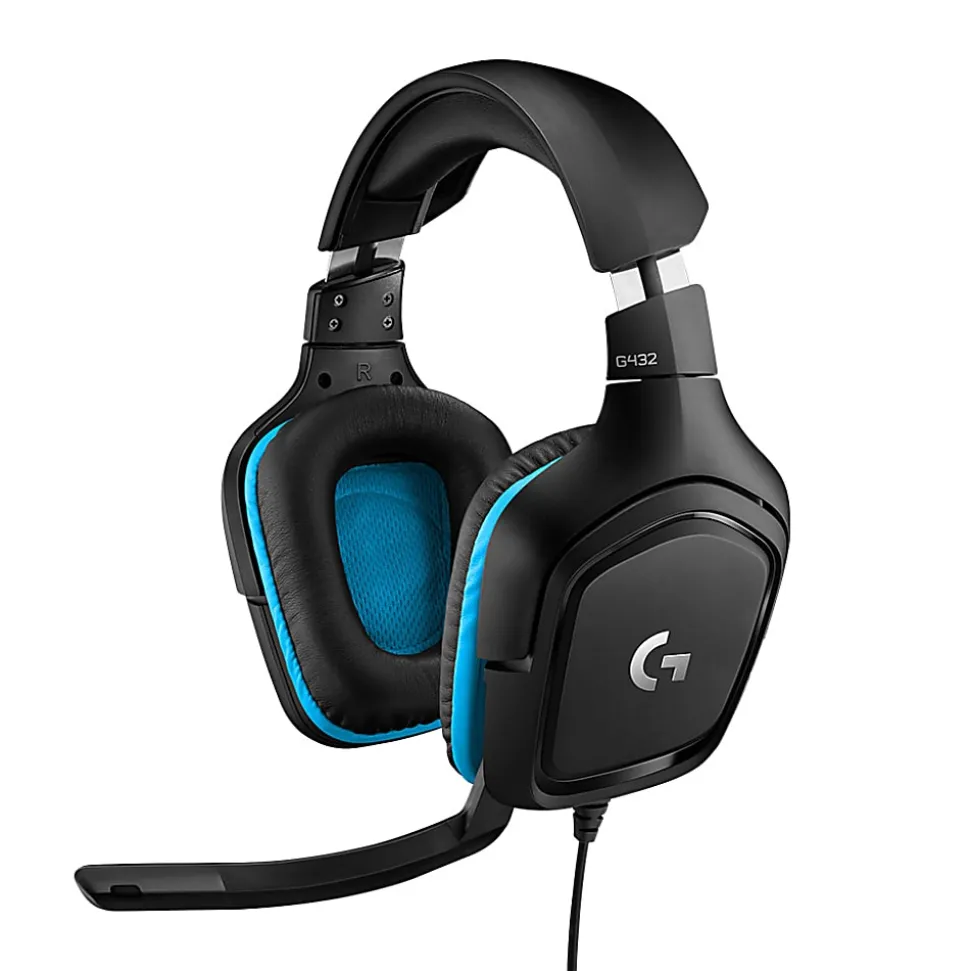 Logitech® G432 7.1 Surround Sound Over-The-Ear Wired Gaming Headset, Black, 981-000769