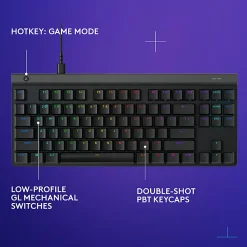 Logitech G515 TKL Wired Low Profile Gaming Keyboard, Fully Customizable RGB, Double-Shot PBT Keycaps, Tactile/Brown Switches