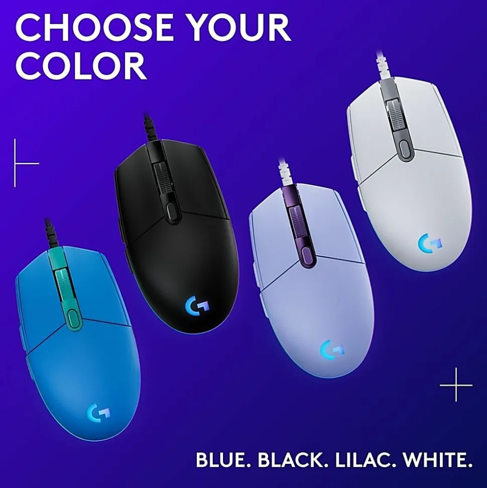 Logitech G203 Wired Gaming Mouse, Blue, 910005792