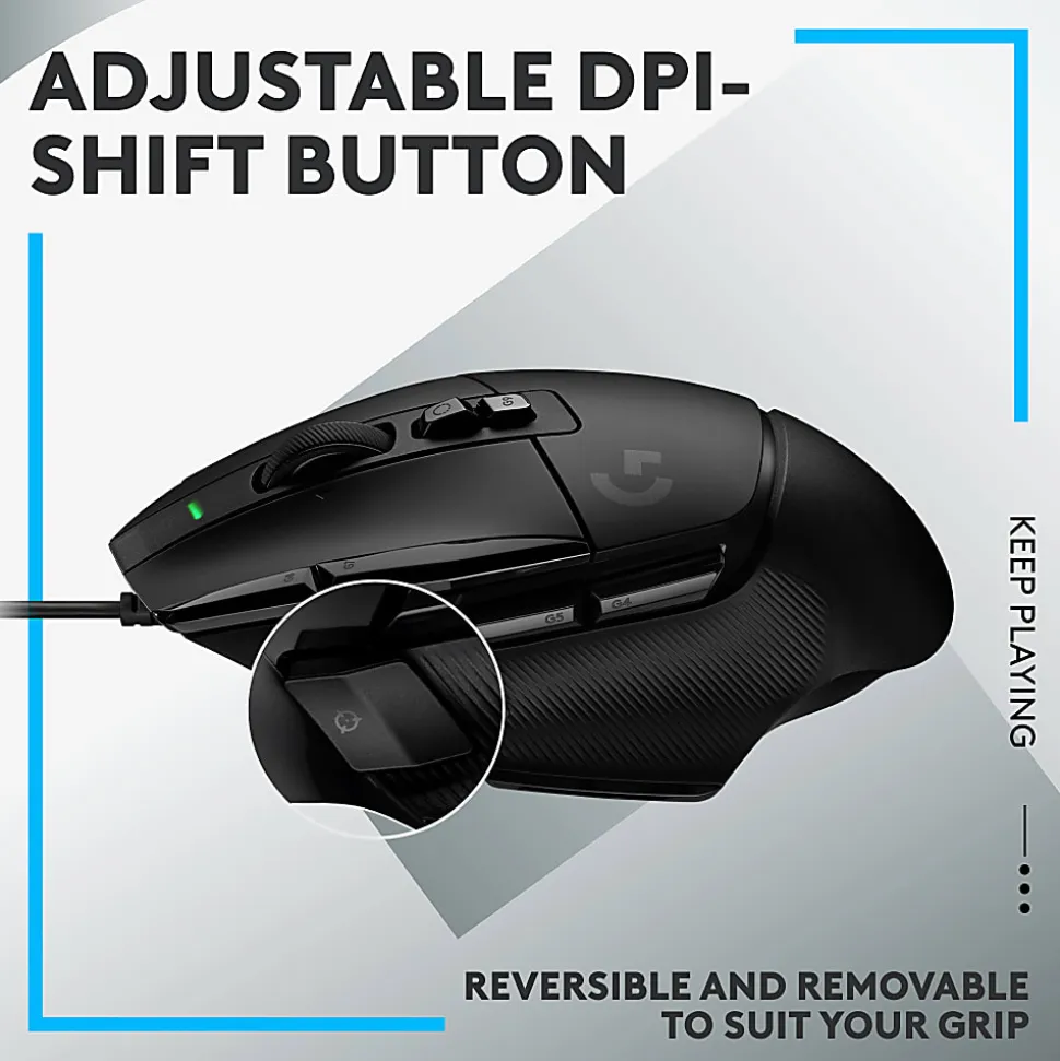 Logitech G502 X Wired Gaming Mouse - LIGHTFORCE Hybrid Optical-Mechanical Primary Switches, HERO 25K Gaming Sensor, Black