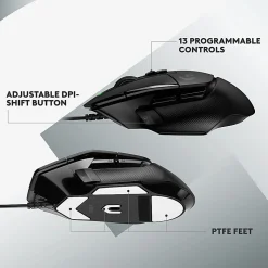 Logitech G502 X Wired Gaming Mouse - LIGHTFORCE Hybrid Optical-Mechanical Primary Switches, HERO 25K Gaming Sensor, Black