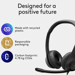 Logitech H390 On-Ear USB Headset with Noise-Cancelling Mic, Black