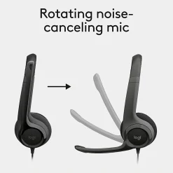 Logitech H390 On-Ear USB Headset with Noise-Cancelling Mic, Black