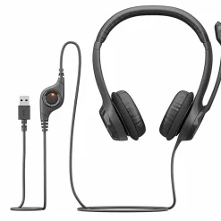 Logitech H390 On-Ear USB Headset with Noise-Cancelling Mic, Black