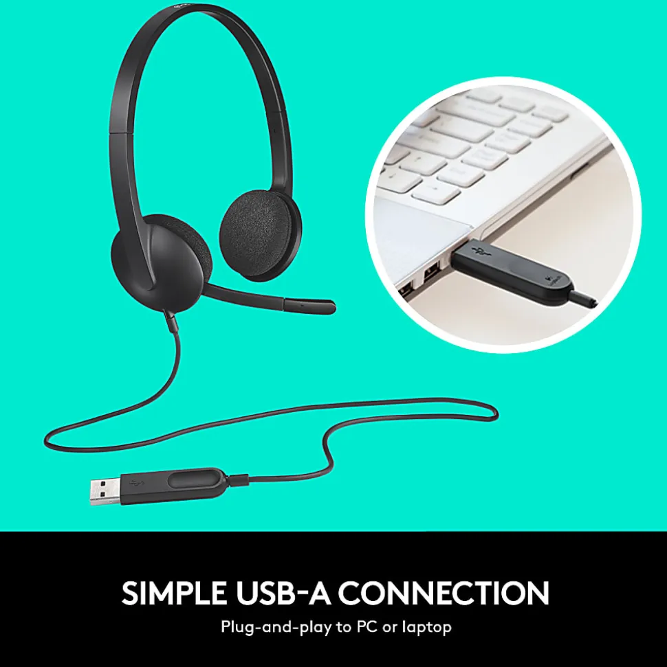 Logitech® H340 USB Headset, Black