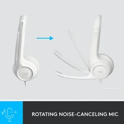 Logitech® H390 Wired Headset For PC/Laptop, Off-White, 981-001285