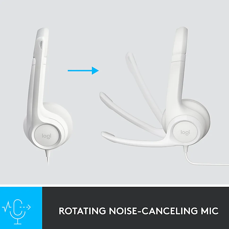 Logitech® H390 Wired Headset For PC/Laptop, Off-White, 981-001285